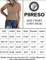 PIIRESO Women's Short Sleeve Button Scoop Neck Ribbed Shirts Summer Casual Solid Color Henley Top - Image 5